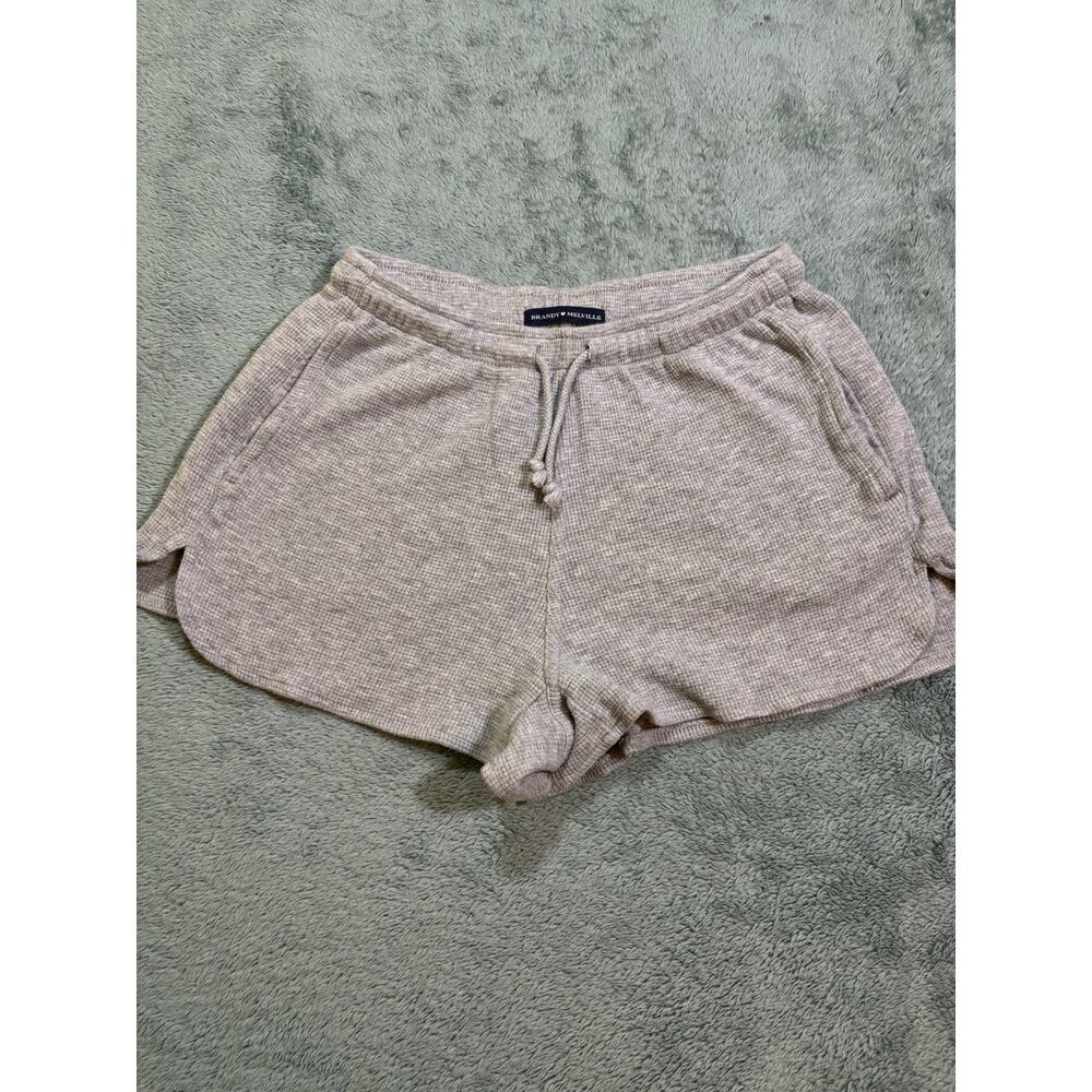 Brandy Melville Athletic Knit Shorts Gray Women's Drawstring Pockets